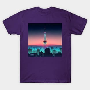 Vintage blue Tokyo tower T-Shirt